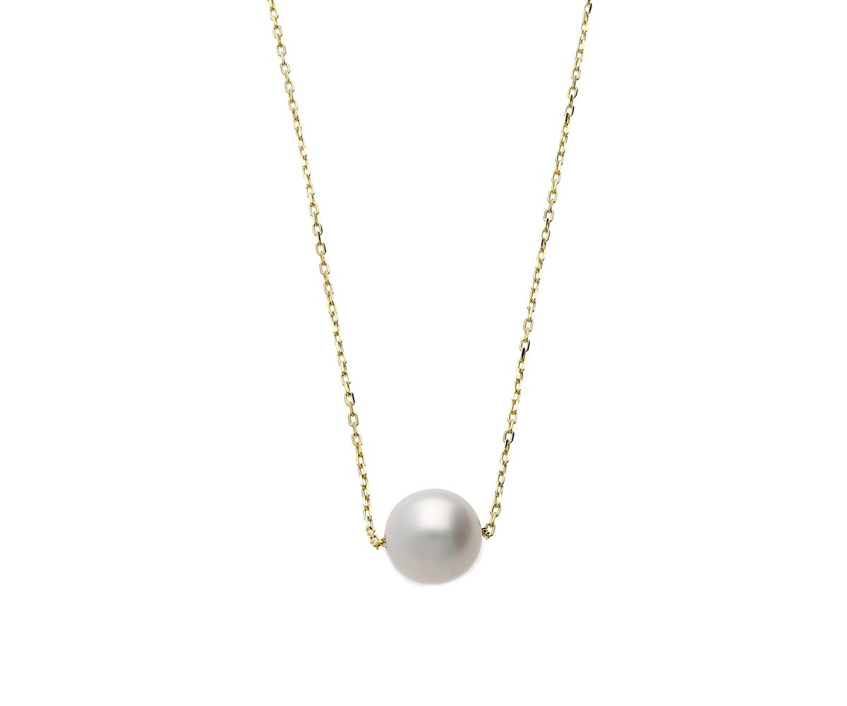 9ct YG Necklace with Single 9mm White Pearl | Shop Today. Get it ...