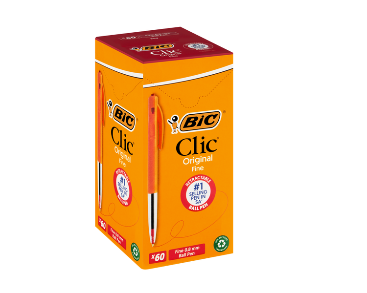 BIC Clic Fine Ball Point Pen - Red (Box of 60)