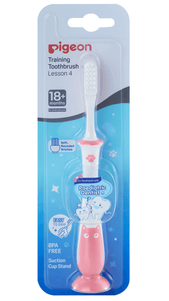 Pigeon Soft Bristles Toddler Training Toothbrush Lesson 4 18m+ Pink