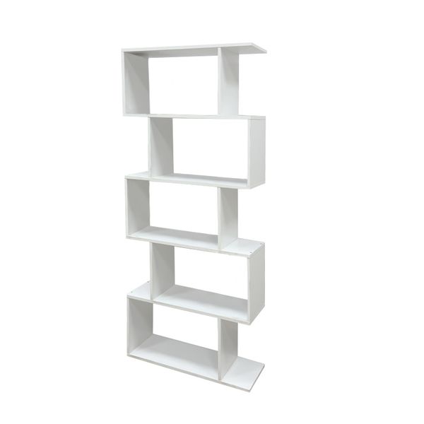 Hazlo Geometric Bookcase 5 Shelves Cube Bookshelve Display -Light Brown
