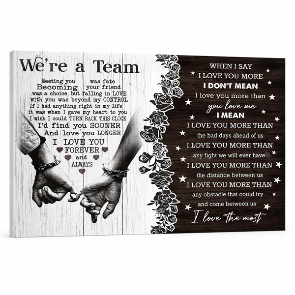 Modern Wooden "We're a Team" Inspirational Love Quotes Wall Sign