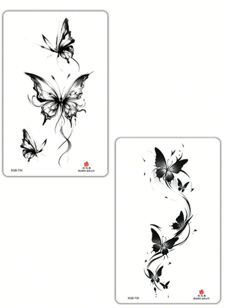 2-Piece Elegant Butterfly Temporary Tattoo Stickers