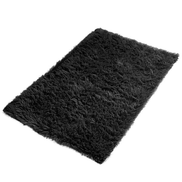 Large black Fluffy carpet rug for home and office