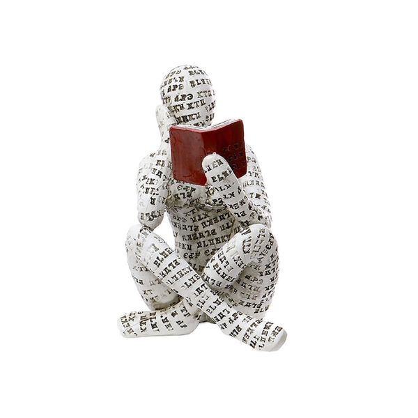 Pulp Reading Women Figurine Thinker Statue Modern Abstract Sculpture Decor