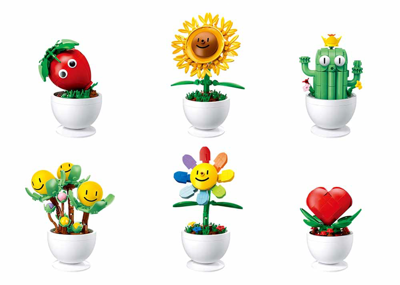 6 Different Flower Pots Building Blocks for Older Girls