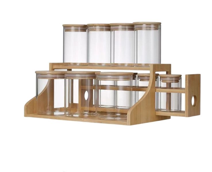 Double Layer With Wooden Stand 11 Pieces Clear G image