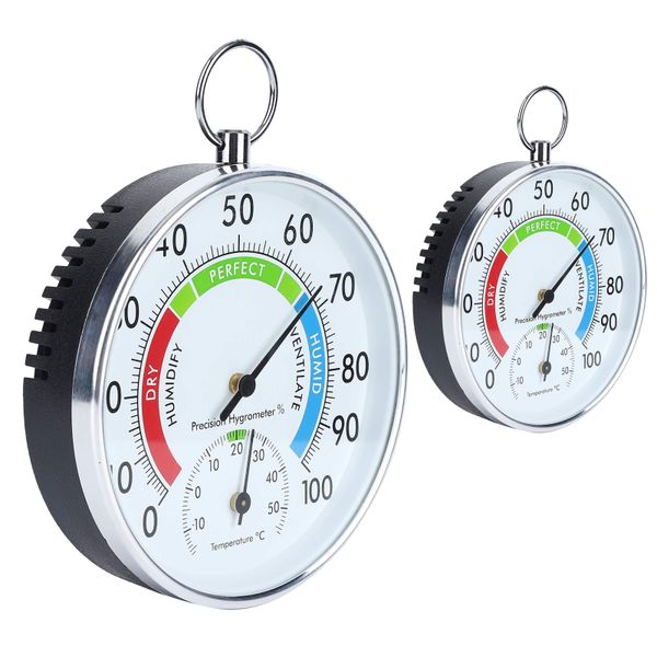 2pcs Indoor Outdoor Bold Dial Thermometer, Wireless Thermometer Hygrometer