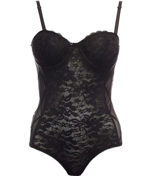 Brazzi Womens Black Lace Underwear Bodysuit
