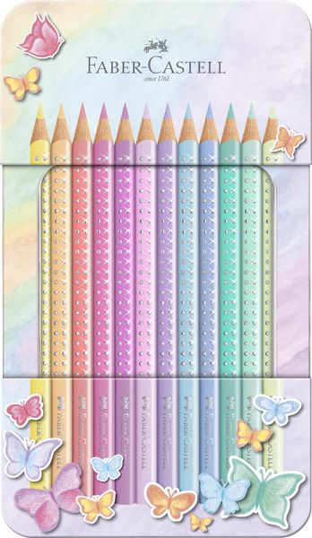 Sparkle colour pastel pencil, tin of 12
