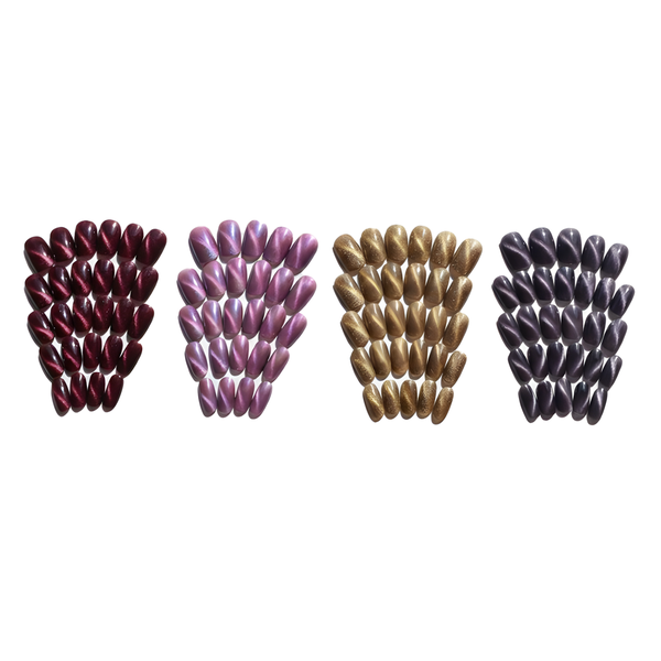 4-Pack (24Pcs) Cat's Eye Press-On Nails Mixed Colors