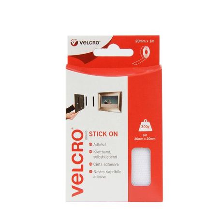 VELCRO® Brand Stick On Tape 20mm x 1m white