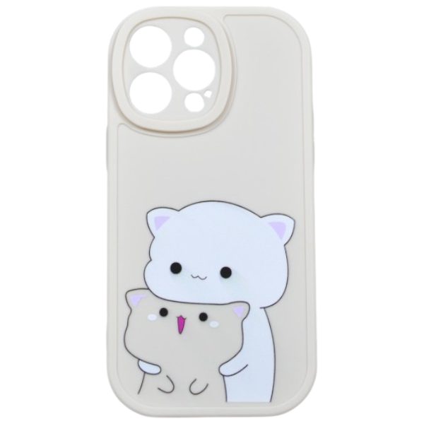 High Quality Two Cat Design Phone Case For iPhone 14 Pro Max - Pink
