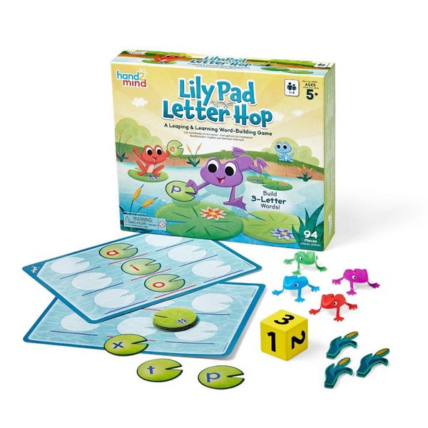 Hand2Mind - Lily Pad Letter Hop - CVC Word Building Phonics Game for Kids