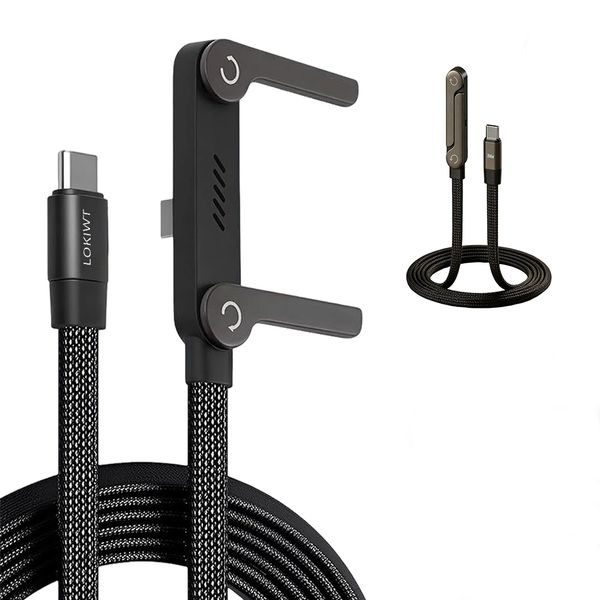 LOKIWT USB C Cable 1.5M 240W Fast Charging Type C with Invisible PhoneStand