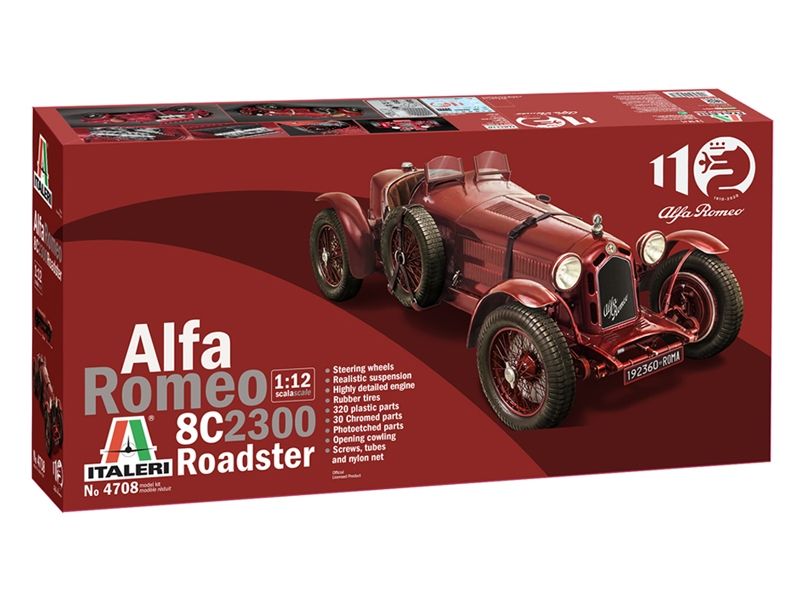 Italeri 1/12 Alfa Romeo 8C/2300 '31-33 - 110th Anni. Car Plastic Model Kit