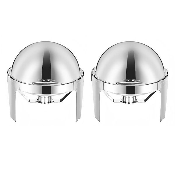 2 Pieces 6L Round Stainless Steel Chafing Dish Buffet Stove