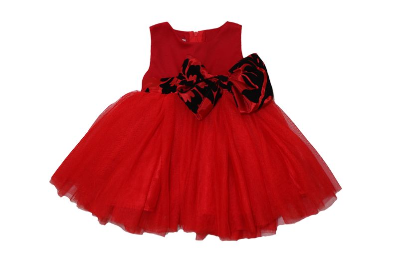 SP0107 Red Dress Black and Red Bow