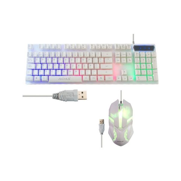 White Gaming Keyboard and Mouse Set With Rainbow BackLight