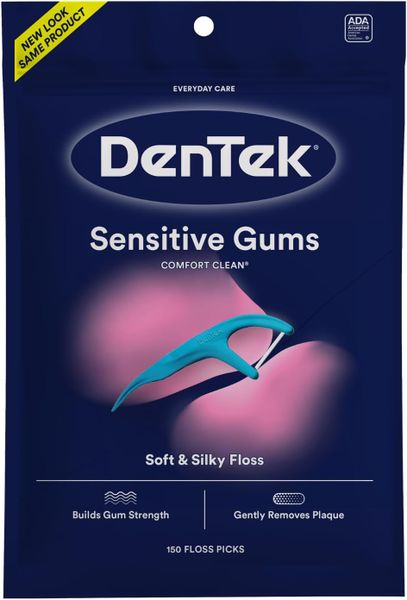 DenTek Comfort Clean Sensitive Gums Floss Picks, Soft &amp; Silky Ribbon Floss