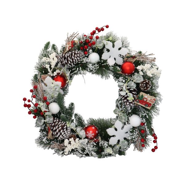 Christmas Wreath Decorated with Pine Nuts and Snow Flakes (50x15cm ...