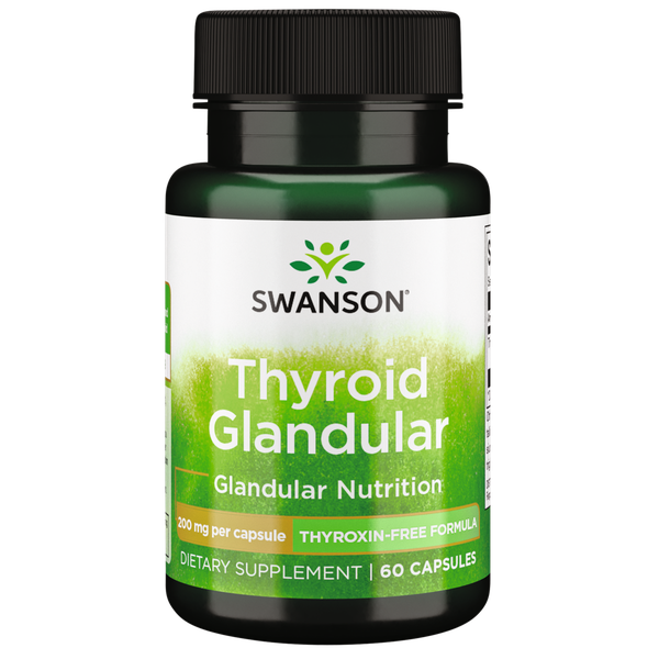 Swanson Thyroid Glandular - Thyroxin-Free Formula 200 mg - 60 Caps