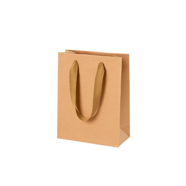 Brown Kraft Paper Gift Bags A6 with Ribbon Handles (160 x 120 x 57mm)