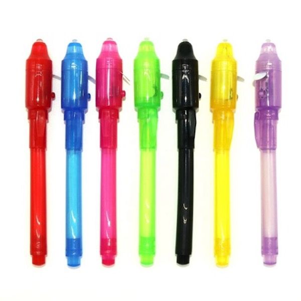7 Colours Spy Magic Disappearing Invisible Ink Pen With UV light For Kids