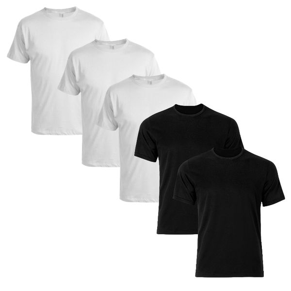 Pierre Calvini Men's 5 Pack T-Shirt - White Black