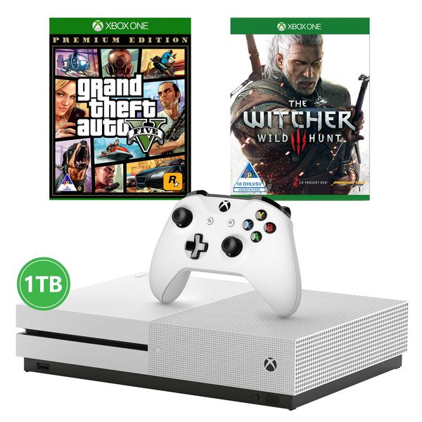 Xbox One S 1TB + GTAV + Witcher 3 Wild Hunt