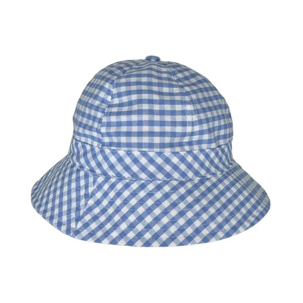 Blue Baby &amp; Toddler Sun Hat Gingham Plaid Checke image