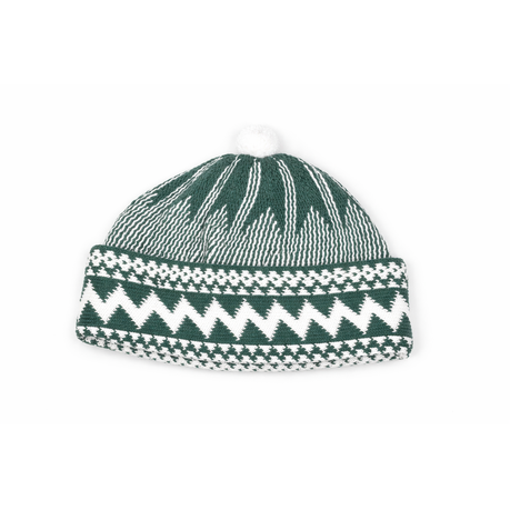 Two Toned Geometric Pattern Free Size Winter Beanie Hat for Teen Boys Image