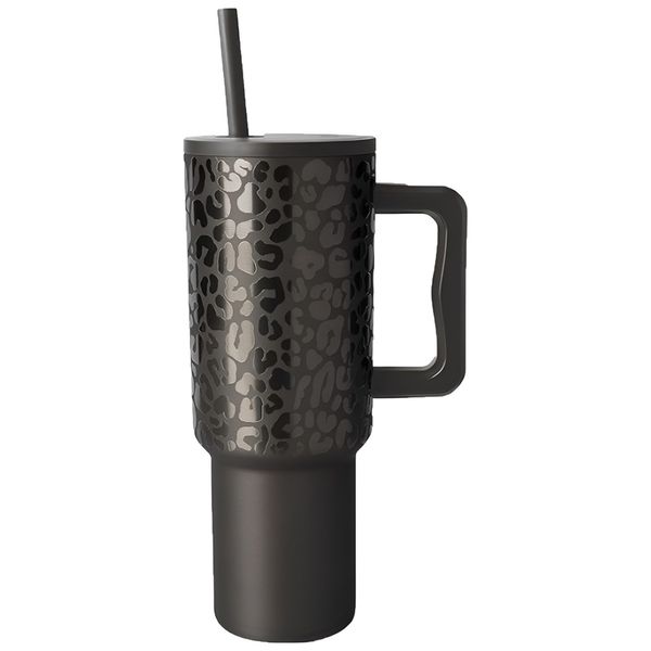 304 Stainless Steel Leopard Print Mug Thermos Mug Car Ice Cup Handle Cup