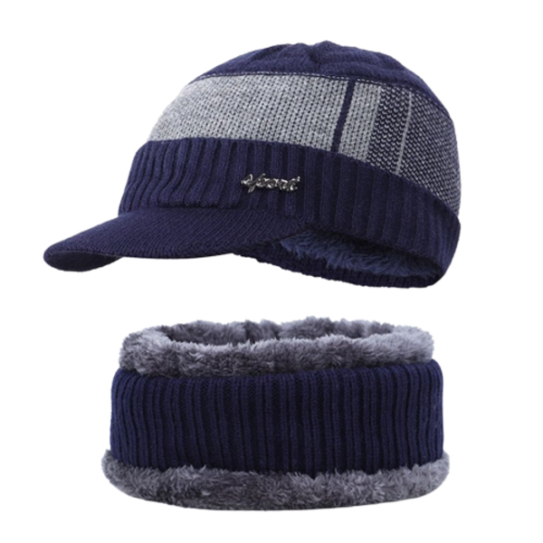 Blue Winter Skully Beanie Cap With Visor image