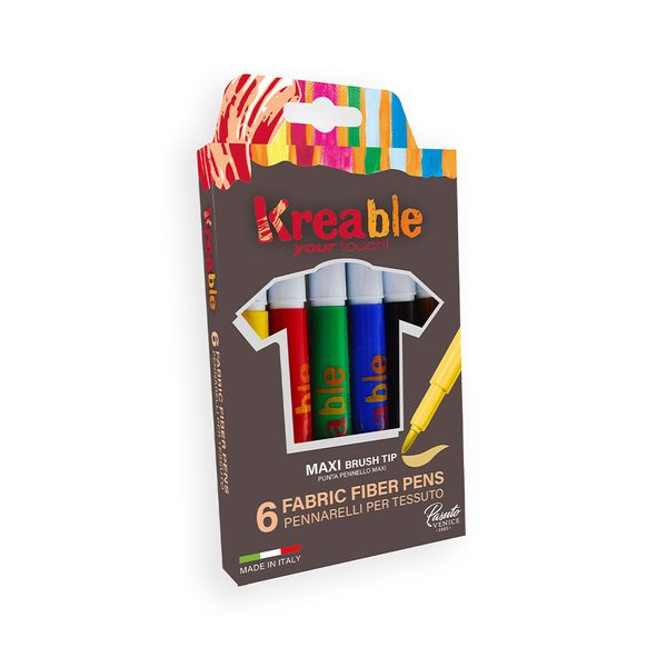 Toy Color - Jumbo Fabric Fibre Pens - Brush Tip - 6 Colours - 6pcs