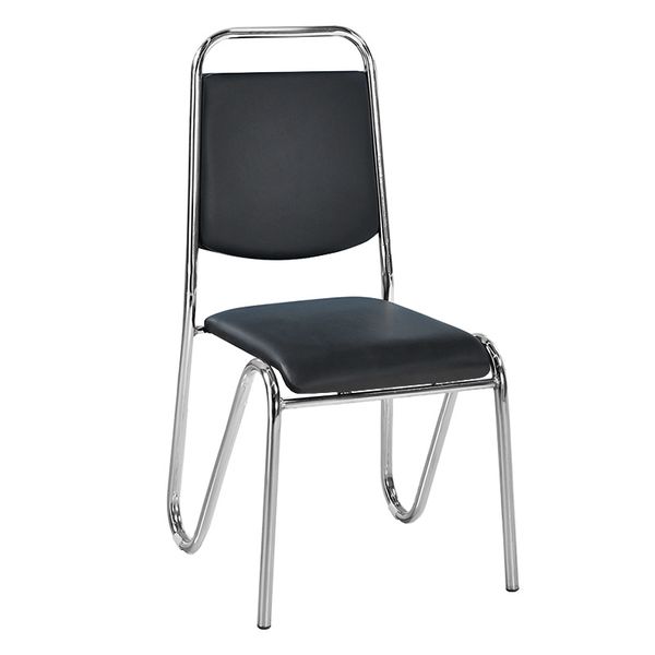 Single Chrome Frame Chair with Padded Black Seat &amp; Backrest