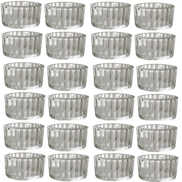 Clear Tea Light Candle Holders Set of 24 Glass Tealight Holders for Table