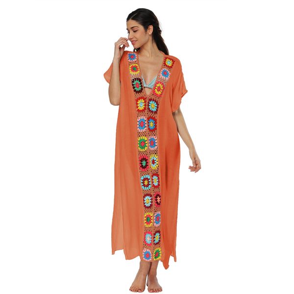 Women's Knitted Bathing Suits Cover Up Swimming Kaftan Beach Maxi Dress
