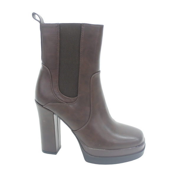 Lamara Paris Yadid Chelsea 12cm Platform Heel Bootie Coffee
