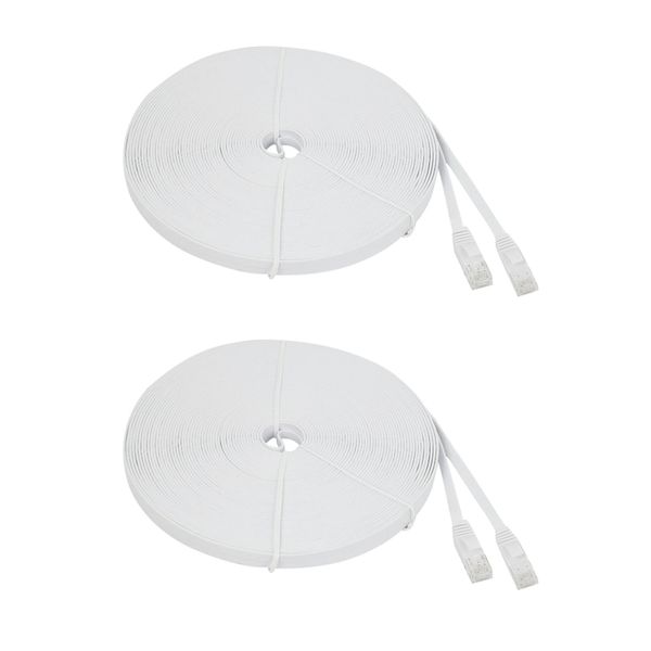 2X Cat 6 Ethernet Cable 100 Ft (30 Meters) Flat Slim Lan Patch Cords