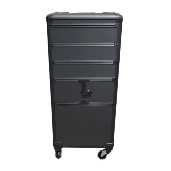 Professional Rolling Makeup, Hair &amp; Nail Trolley Case - 5 in 1 Black