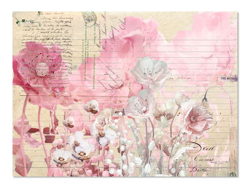 A3 Disposable Paper Placemat Set - Vintage Floral Script