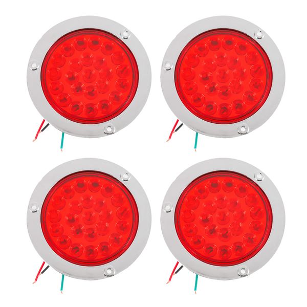 4 Pack Round Led Trailer Tail Lights Red 24 Led 4 Inch Brake Lights