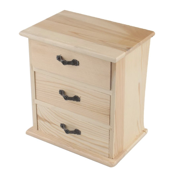 Decor Wooden 3 Tier Jewellery Storage Cabinet Drawer Organiser - 18cm