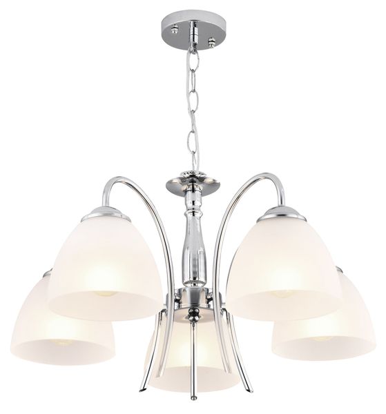 Polished Chrome Chandelier with Frosted Glass