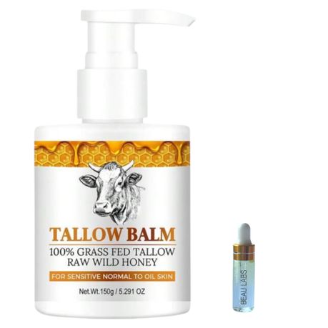 100% Grass-Fed Tallow Balm with Raw Wild Honey + Mini Beau Labs Serum Image