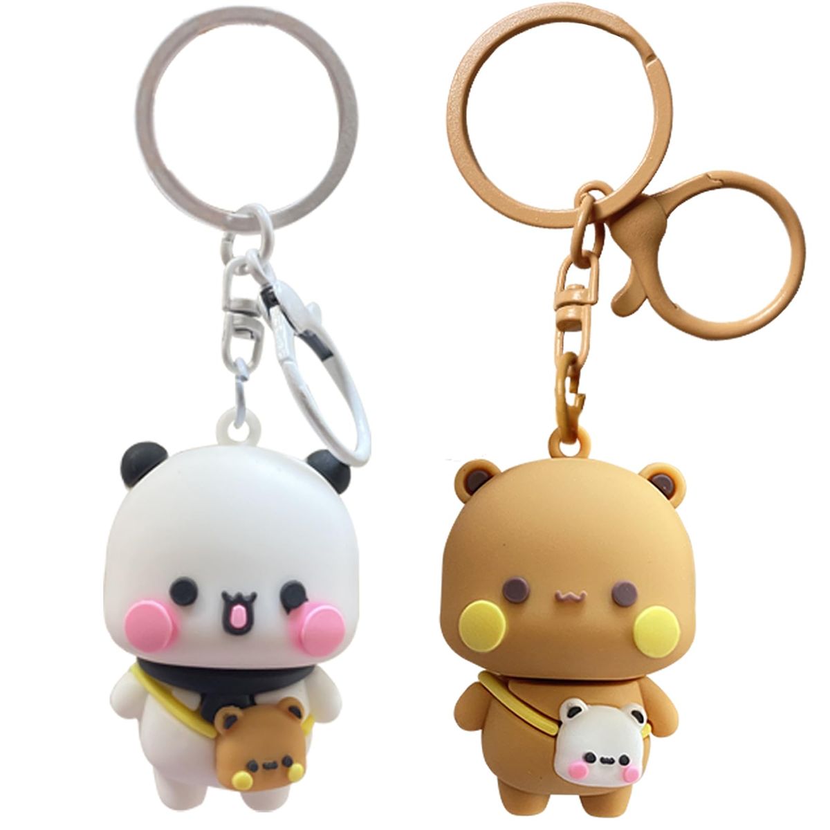 2 Piece Cute Keychains BuBu Dudu, Mini Kawaii Cartoon Panda Key Chains