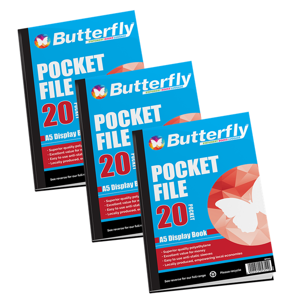 Pocket File - A5 50micron 20 Pocket Display Book X3