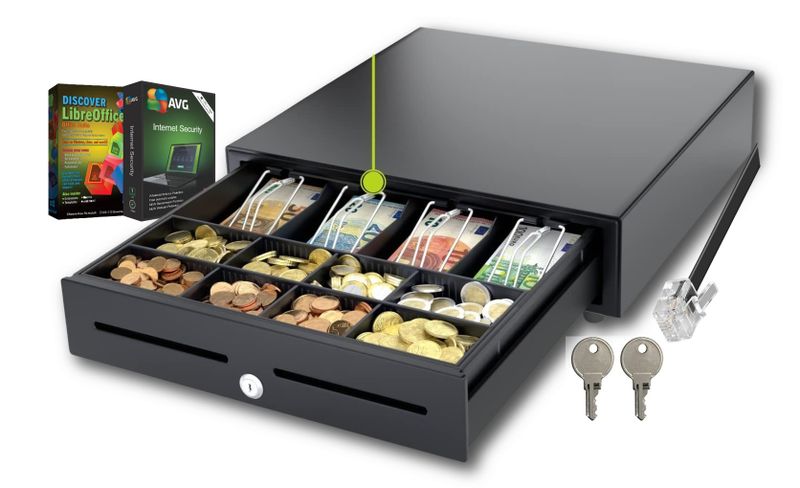 Cash Drawer - Black, RJ11 / RJ12 any Printer-Cash Register