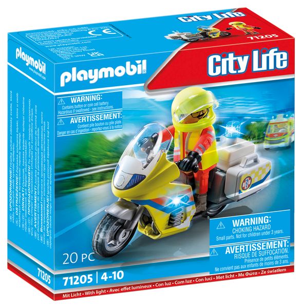 Playmobil City Life - Rescue Motorcycle with Flashing Light (20 Pieces)