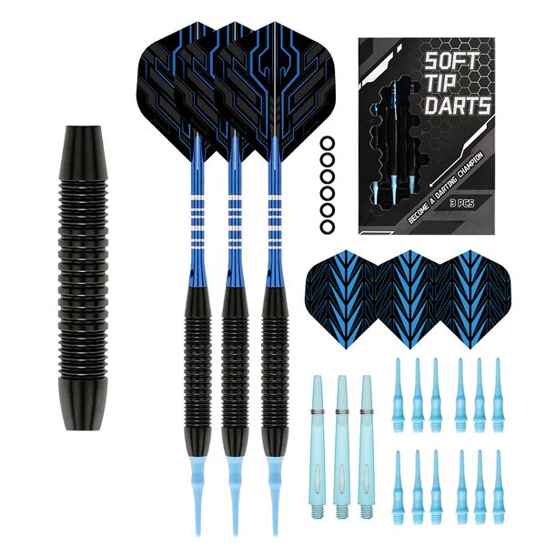19g Soft Tip Darts Set 3PCS Professional Darts with 12 Spare Dart Soft Head